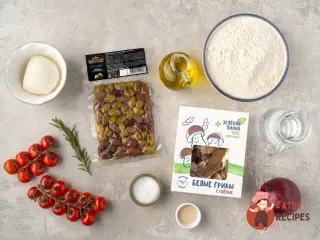 Крок 1: Фокача з грибами, оливками та розмарином