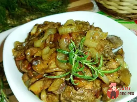 Качина печінка з грибами