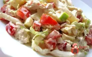 Салат З Пекінською Капустою, Куркою Та Кальмарами.