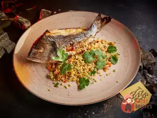 Дорадо з ароматним булгуром та медово-лаймовим соусом