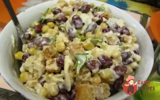 Салат З Червоною Квасолею, Кукурудзою Та Сухариками.