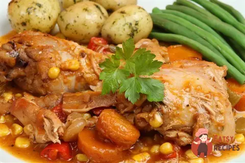 Курячі стегенця з овочами