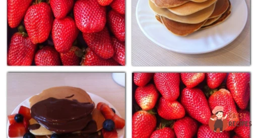 Американські панкейки з гарячим шоколадом та ягодами.