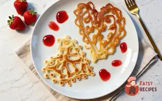 Ажурні млинці у формі серця для романтичного сніданку