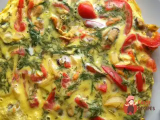 Фріттата з мідіями та овочами