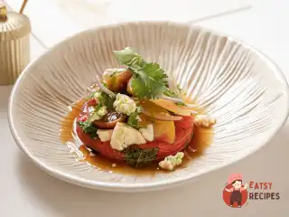 Кавун на грилі з сиром та томатами