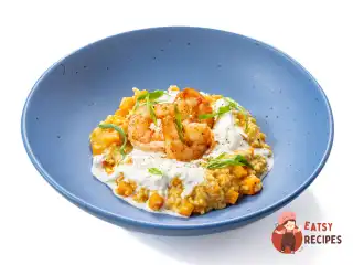 Різотто з пшона з гарбузом та креветками