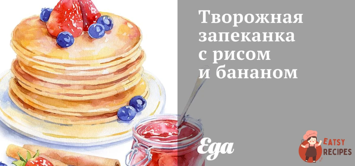 Сирна запіканка з рисом та бананом.
