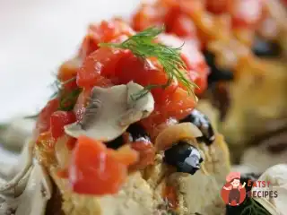 Рибна запіканка з печерицями та шпинатом