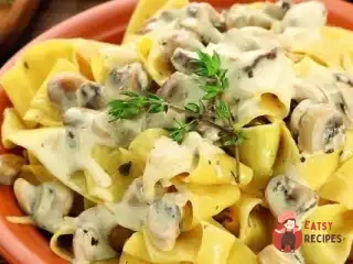 Паппарделле з білими грибами та сиром