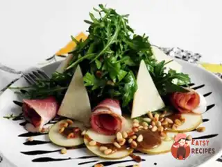 Карпаччо з груш і прошутто з руколою та медово-гірчичним соусом