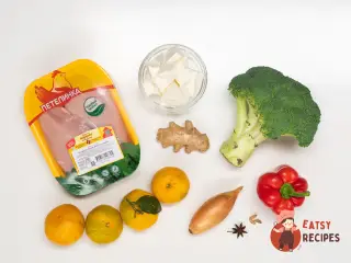 Крок 1: Курячі грудки на пару, фаршировані овочами з мандариновим соусом