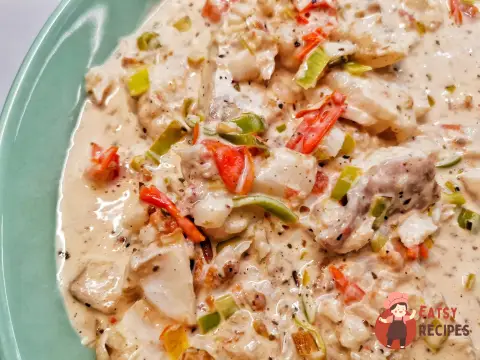 Смажена кетотріска з овочами та вершками
