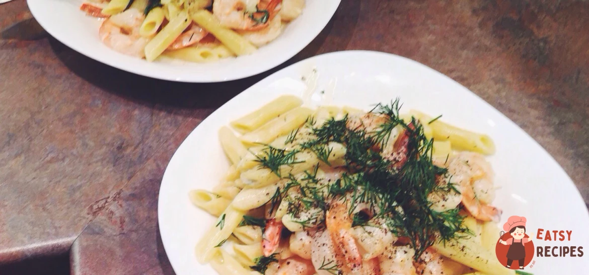 Паста з креветками у вершково-сирному соусі