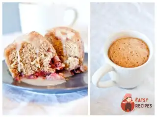 Полунично-ванільний кекс із вершковою глазур'ю, приготовлений у мікрохвильовій печі