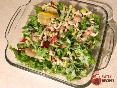 Салат Морський з кальмарами та креветками
