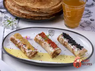 Млинці на пиві з крабовим м'ясом