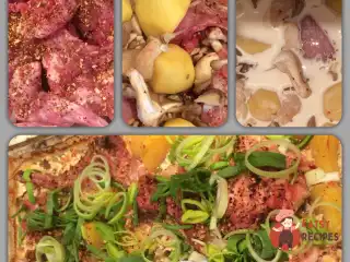Запечений кролик з гливи, вершками та картоплею