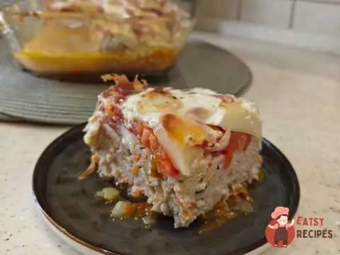 Запіканка з індичкою, кабачками та помідорами