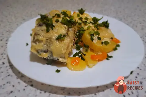 Минтай із картоплею в духовці