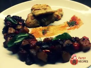 Філе тріски з глазуровані овочі фламбе