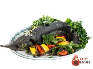 Запечений осетр на лазні з шампанського