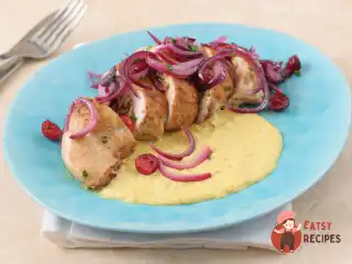 Курячі грудки, фаршировані печерицями з кукурудзяним кремом