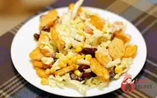 Хрумкий Салат З Пекінською Капустою, Кукурудзою Та Сухариками