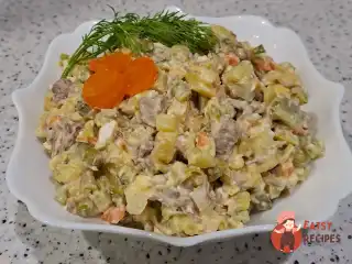 Олів'є з яловичиною та морквою