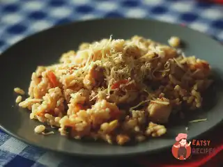 Різотто з куркою, овочами та пармезаном