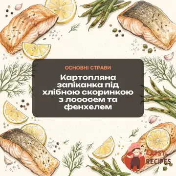 Картопляна запіканка під хлібною скоринкою з лососем та фенхелем
