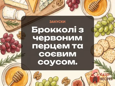 Брокколі з червоним перцем та соєвим соусом.