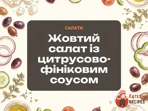 Жовтий салат із цитрусово-фініковим соусом