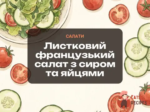 Листковий французький салат з сиром та яйцями