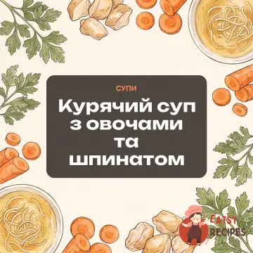 Курячий суп з овочами та шпинатом