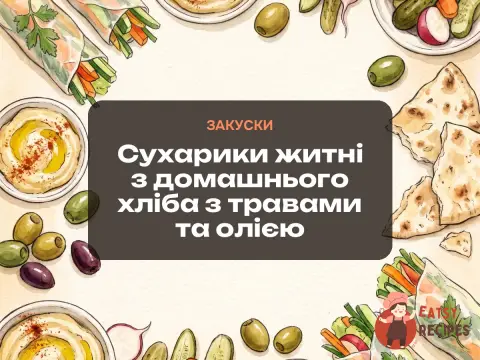 Сухарики житні з домашнього хліба з травами та олією