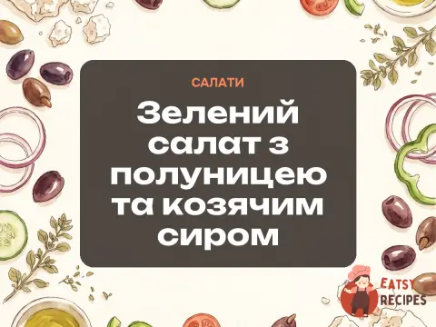 Зелений салат з полуницею та козячим сиром