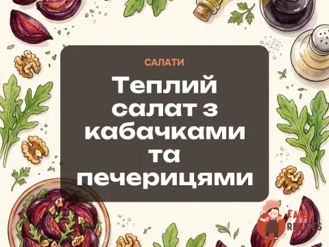 Теплий салат з кабачками та печерицями