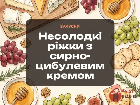 Несолодкі ріжки з сирно-цибулевим кремом