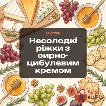 Несолодкі ріжки з сирно-цибулевим кремом