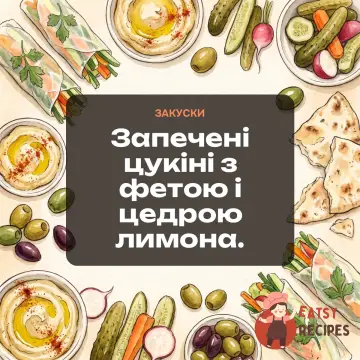 Запечені цукіні з фетою і цедрою лимона.