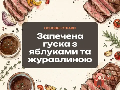 Запечена гуска з яблуками та журавлиною