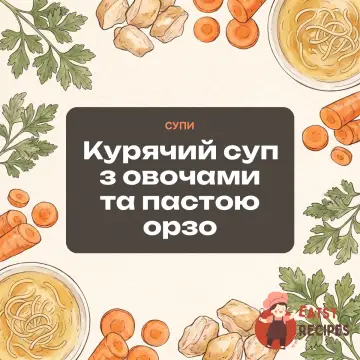Курячий суп з овочами та пастою орзо