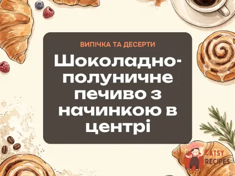 Шоколадно-полуничне печиво з начинкою в центрі