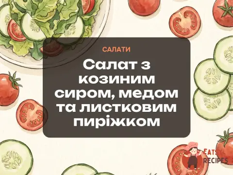 Салат з козиним сиром, медом та листковим пиріжком