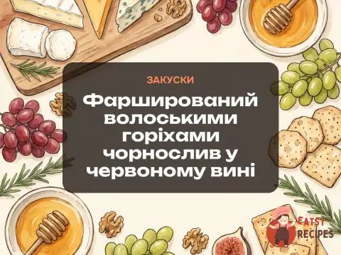 Фарширований волоськими горіхами чорнослив у червоному вині