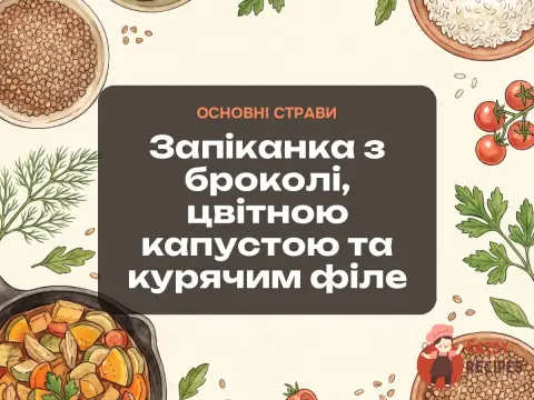 Запіканка з броколі, цвітною капустою та курячим філе