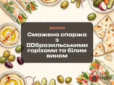 Смажена спаржа з ​​бразильськими горіхами та білим вином