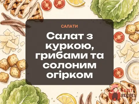 Салат з куркою, грибами та солоним огірком