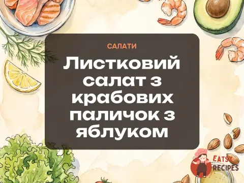 Листковий салат з крабових паличок з яблуком
